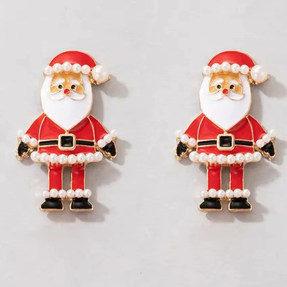 Christmas Red Santa Claus Earrings - Picture 7 of 9